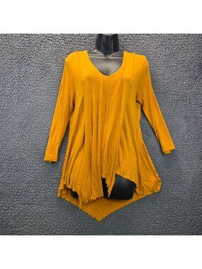Cable & Gauge Asymmetrical Top L Orange Vibrant Indie Boho Festival Feminine